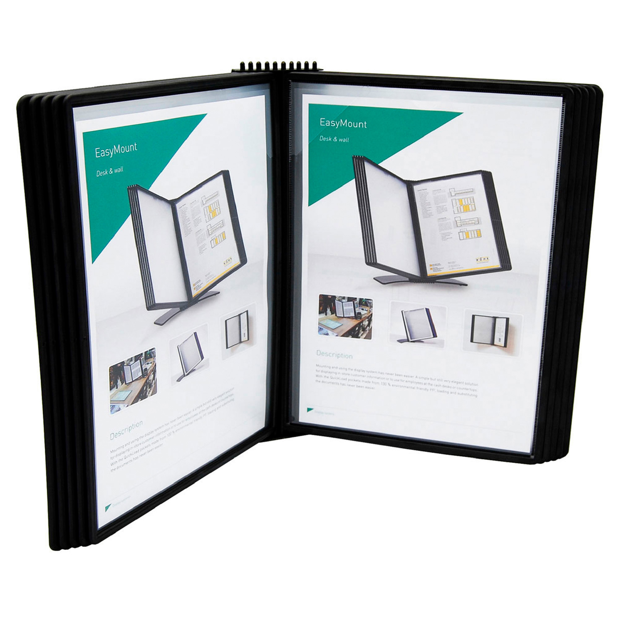 Tarifold 10-Pocket 20-View Easy Load Wall-Mount Document Display, Black, 13in.L x 11in.W, Model# EZW771